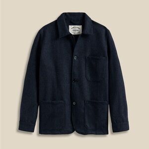 Portuguese Flannel “Labura” Herringbone Wool Chore Coat – Navy